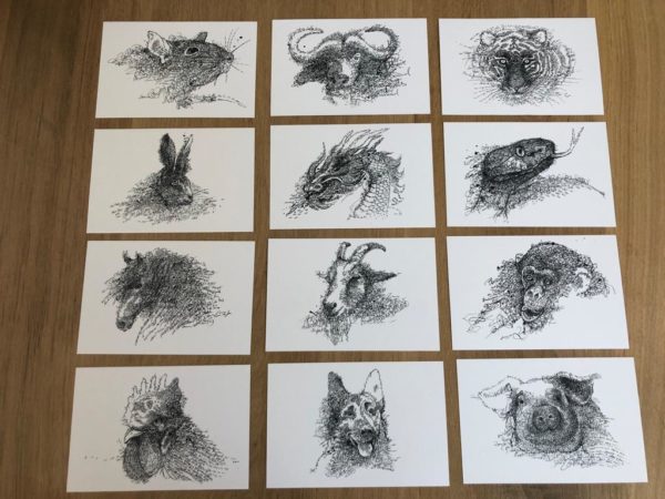 Cartes postales des animaux du zodiaque chinois